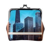 Chicago Reflect - Portafoglio in pelle PU in microfibra stampata con chiusura a bacio, mini sacchetto per rossetto, organizzazione cambiamento chiave