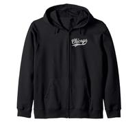 Chicago Retro Classic Sports Script Testo CORSIVO Vintage Felpa con Cappuccio