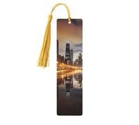 Chicago Segnalibri in legno per gli amanti dei libri, segnalibro fai da te fatto a mano con nappe colorate stampati su entrambi i lati, accessori artistici per libri, regalo per donne e uomini