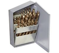 Chicago - Set di punte da trapano Latrobe serie 550 in acciaio al cobalto con corpo in metallo, finitura ossido oro, punto di divisione a 135 gradi, metrico, 25 pezzi, 1,0-13,0 mm con incrementi di