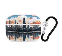 Chicago Skyline - Custodia protettiva per AirPods Pro con anello portachiavi, custodia protettiva rigida in policarbonato per AirPods Pro di seconda generazione, per donne e uomini, facile da aprire