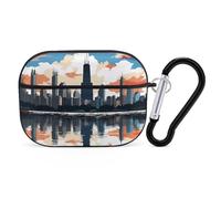 Chicago Skyline - Custodia protettiva per AirPods Pro con anello portachiavi, custodia protettiva rigida in policarbonato per AirPods Pro di seconda generazione, per donne e uomini, facile da aprire