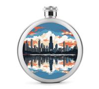 Chicago Skyline - Fiaschetta da whisky da viaggio, piccola fiaschetta portatile da viaggio, in acciaio inox, a prova di perdite, per feste di nozze, testimone dello sposo, regalo per damigella d'onore