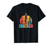 Chicago Skyline Kids Design Arte della Città Colorata Maglietta