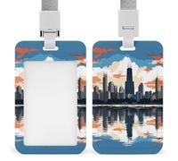 Chicago Skyline porta badge con cordino staccabile, impermeabile, verticale, porta badge porta badge per infermiere, insegnanti, ufficio, donne e uomini