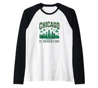 Chicago, St Patricks, Giorno, Verde, Orizzonte, parata, Disegno Maglia con Maniche Raglan