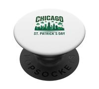 Chicago, St Patricks, giorno, verde, orizzonte, parata, disegno PopSockets PopGrip Adesivo