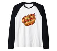 Chicago Style Hot Dog con Tribale Fiamma Cool retrò Viaggio Maglia con Maniche Raglan
