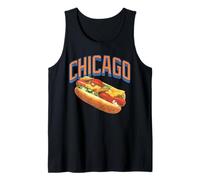 Chicago Style Hot Dogs Midwest Foodie Orange And Blue Text Canotta