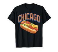 Chicago Style Hot Dogs Midwest Foodie Orange And Blue Text Maglietta