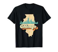 Chicago, Urbano, Orizzonte, su, Il, Illinois, Stato, Mappa, Retro Maglietta
