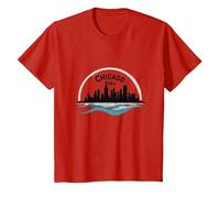 Chicago Vibes, Orizzonte, Lago, Michigan, Urbano, Orgoglio Maglietta, Bambini, Rosso, 6 Anni