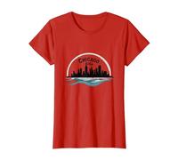 Chicago Vibes, Orizzonte, Lago, Michigan, Urbano, Orgoglio Maglietta, Donna, Rosso, XL