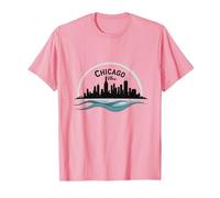 Chicago Vibes, Orizzonte, Lago, Michigan, Urbano, Orgoglio Maglietta, Uomo, Rosa, L