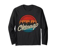 Chicago Vintage Skyline Illinois USA Souvenir Maglia a Manica