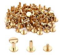 Chicago - Viti per rilegatura a vite, 4 mm x 10 mm, dado Phillips da 10 mm, set di rilegatura a vite Chicago per decorazioni fai da te, scrapbooking, album fotografici, rilegatura (ottone, 25 pezzi)