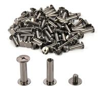 Chicago - Viti per rilegatura a vite, 5 mm x 15 mm, dado Phillips da 9,5 mm, set di rilegatura a vite Chicago per decorazioni fai da te, scrapbooking, album fotografici, rilegatura (nichel nero, 50