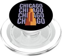 Chicago Willis Tower Skyline, design retrò con lettere a blocchi PopSockets PopGrip per MagSafe