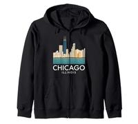 Chicago Windy City Downtown Loop Lato Sud Nord 312 Fiume Felpa con Cappuccio