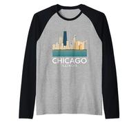 Chicago Windy City Downtown Loop Lato Sud Nord 312 Fiume Maglia con Maniche Raglan