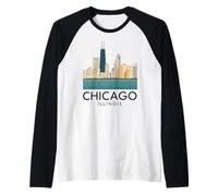 Chicago Windy City Downtown Loop Lato Sud Nord 312 Fiume Maglia con Maniche Raglan
