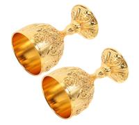 CHICAMPERA 2 Pezzi Calice Medievale Vintage in Lega di Zinco Oro, Bicchiere da Shot Resistente Agli Urti, Dimensioni per Degustazione, per Cerimonie e Arredamento Casa