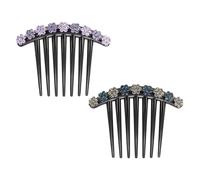 CHICAMPERA 2 Pezzi Pettine per Chioma Motivo Floreale e Strass, Pettine a Sette Denti in Resina Elegante per Festa, Banchetto e Acconciature Raffinate Colore Casuale