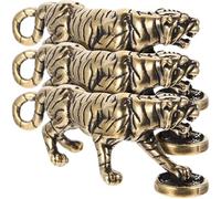 CHICAMPERA 3pezzi Decorazione Tigre in Ottone Retrò Superficie Liscia e Tocco Confortevole, Statuina Vintage per Arredamento Casa e Regalo Originali