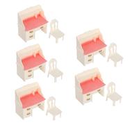 CHICAMPERA 5 Set Miniature Tavolo e Sedie da Ufficio in Miniatura per Casa delle Bambole Scrivania e Sedia Bianca Elegante Accessori Versatili per Decorazione e Giochi di Ruolo