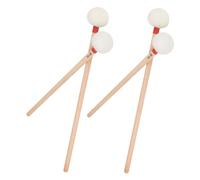 CHICAMPERA Bacchette per Timpani in Feltro Bianco Set da 4 con Manico in Legno Rosso, Mazze a Percussione Professionali per Orchestra, Banda e Studio, Presa Comoda e Suono Bilanciato