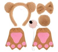 CHICAMPERA Cerchietto Orso Colore Cachi Set 1 Pezzo Accessorio Cosplay Multifunzionale per Feste e Balli Orecchie e Coda Orso Skin Friendly