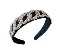 CHICAMPERA Fascia per Chioma Cristalli Neri, Accessorio Elegante in Plastica Facile da Indossare, per Matrimoni e Feste di Laurea, Design Luminoso e Raffinato