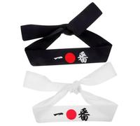 CHICAMPERA Fascia Per Chioma Da Chef Giapponese e Fascia Da Samurai 2 Pezzi in Cotone Traspirante Assorbente, Taglia Unica, Accessorio Per Costume Da Cucina Sushi e Allenamento Karate