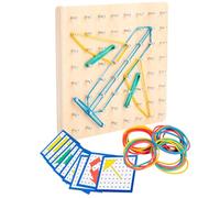 CHICAMPERA Geoboard in Legno Educativo con Carte Attività e Bande Elastiche Tavola Didattica per Forme Geometriche e Creatività e Ragazzi Gioco Montessori per Apprendimento Matematico e