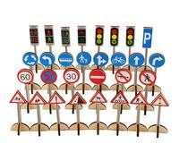 CHICAMPERA Modelli di Cartelli Stradali e Giocattoli Indicazioni di Circolazione per Bambini Set da 30 Unitá Educativi per Apprendimento Interattivo Gioco Creativo per Bambini