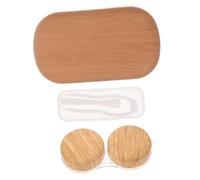 CHICAMPERA Organizer per Lenti a Contatto Doppio in Pelle Effetto Legno Specchio Integrato, Custodia Antigoccia Grande Diametro per Uso Quotidiano e Viaggio