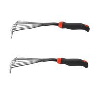 CHICAMPERA Rastrello da Giardino Leggero ed Ergonomico 2 Pezzi in Acciaio al Carbonio 9 Denti per Pulizia Efficiente di Foglie e Arbusti su Prato e Parchi