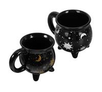 CHICAMPERA Set 2 Tazze da Caffè in Ceramica Forma di Calderone da Strega 350ml Capacità Grande Facili da Pulire per Feste a Tema e Giorni di Studio