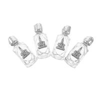 CHICAMPERA Set 4 Bottigliette di Vetro per Acqua Santa 16ml con Design a Rosa Argento, Resistenti e Portatili, per Preghiere All'altare e Cerimonie Religiose