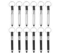 CHICAMPERA Set da 12 Pezzi di Portachiavi Penna Touch Screen Nera, Mini Penne Portatili in Plastica e Lega Design a Portachiavi per Back To School Party