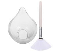 CHICAMPERA Set Professionale la Gestione della Pelle Ciotola in Vetro per Maschere Viso e Pennello a Ventaglio in Fibra, Facile da Usare per Uso Domestico e Professionale