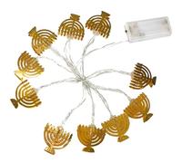CHICAMPERA Stringa Luci LED a 10 Perline Forma di Candelabro a Nove Bracci in Ferro Oro, Pieghevole e Affidabile, per Decorazioni di Hanukkah e Feste in Sinagoga