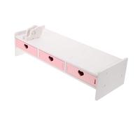 CHICAMPERA Supporto per Laptop Organizer e Ripiano per Computer da Scrivania, Compatto e Resistente in PVC, per Ufficio e Studio, Ottimizza Spazio e Alza Monitor, Colore Rosa e Bianco