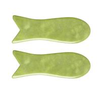 CHICAMPERA Tavole Gua Sha per Massaggio Corpo 2 Pezzi, Raschietto Portatile in Jade Verde Bordi Lisci, Strumento per Linfodrenaggio e Benessere Facciale e Corporeo