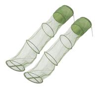 CHICAMPERA Trappola per Pesci in Nylon e Tessuto Verde Accessorio per Pesca Portatile Compatta Pieghevole 2 Pezzi Professionale per Cattura Gamberetti
