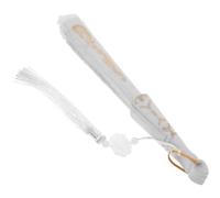 CHICAMPERA Ventaglio in Pizzo Elegante Bianco con Nappina, Richiudibile Una Mano, Leggero e Portatile, Come Accessorio per Danza o Decorazione Scenica