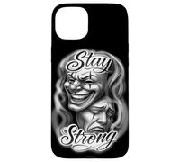 Chicano Clown Theatre Masks Sorridi Ora Piangi Più tardi Rimani Forte Custodia per iPhone 15 Plus