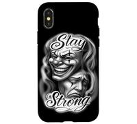 Chicano Clown Theatre Masks Sorridi Ora Piangi Più tardi Rimani Forte Custodia per iPhone X/XS