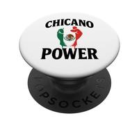 Chicano Power - Bandiera messicana del Messico, colore: Marrone Latino Raza No Migra PopSockets PopGrip Adesivo