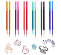 ChicAppeal 12 Pezzi Ricariche Cancellabili Compatibili con Legami, Refill Penne Cancellabili Set, 2 Nero, 2 Rosso, 2 Blu, 2 Viola, 2 Arancione, 2 Verde, 0,5 MM, Altezza 11 cm